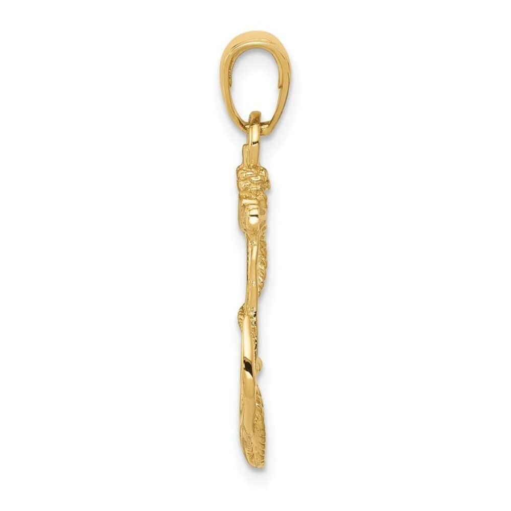 10k Yellow Gold Solid Polished Anchor Pendant - image 7